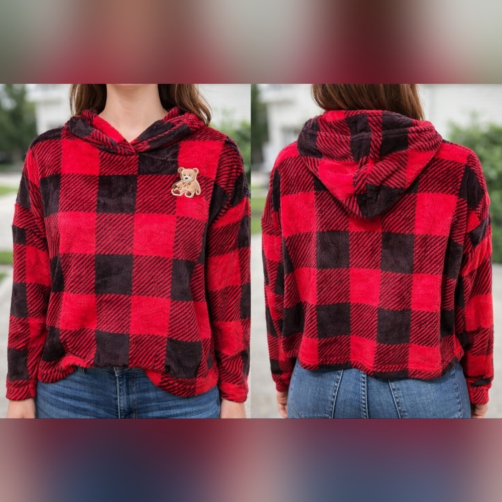 Plaid Red and Black Women's‎ Hoodie